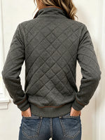 Cozy Quilted Leather-Trimmed Zip Sweatshirt