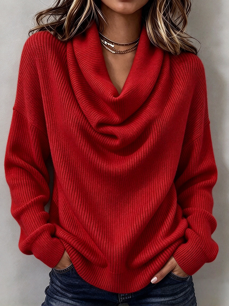 Cozy Ribbed Knit Top with Layered Collar