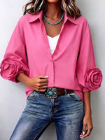 Chic Casual 3d Rose Flower Pink Shirt