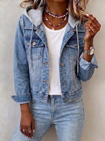 Detachable‑hood Cropped Denim Jacket