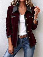 Luxurious Burgundy Velvet Leather-Trim Jacket