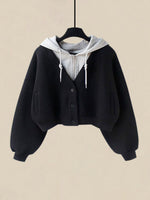 Lässiges Kapuzen-Sweatshirt mit Farbblock-Imitat und mehreren Lagen