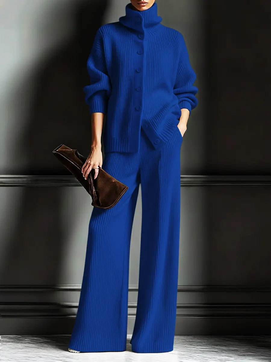Comodo cardigan maglione e pantaloni da donna Set in due pezzi