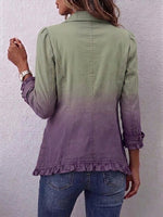 Boho-style Vintage Floral Print Ruffled Jacket