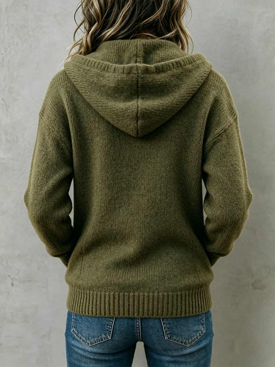Cozy And Casual Hooded Knit Cardigan