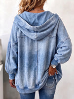 Cozy Vintage-Washed Hooded Sweatshirt Jacket