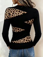 Top impiombato elasticizzato con stampa leopardata alla moda