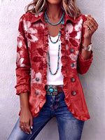 Boho-chic Vintage-inspired Floral Ruffle Jacket