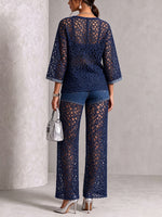 Chic Denim-Inspired Crochet Two-Piece Set