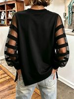 Elegantes schwarzes Sweatshirt mit Mesh-Einsätzen