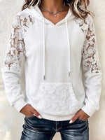 Lace Raglan Sleeve Spliced Hoodie