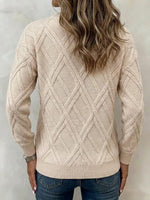 Jersey de punto trenzado con rombos y cuello redondo