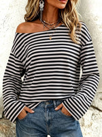 Relaxed Off-the-shoulder Polka Dots Cotton Top