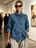 Chic Oversized Asymmetrical Denim Shirt