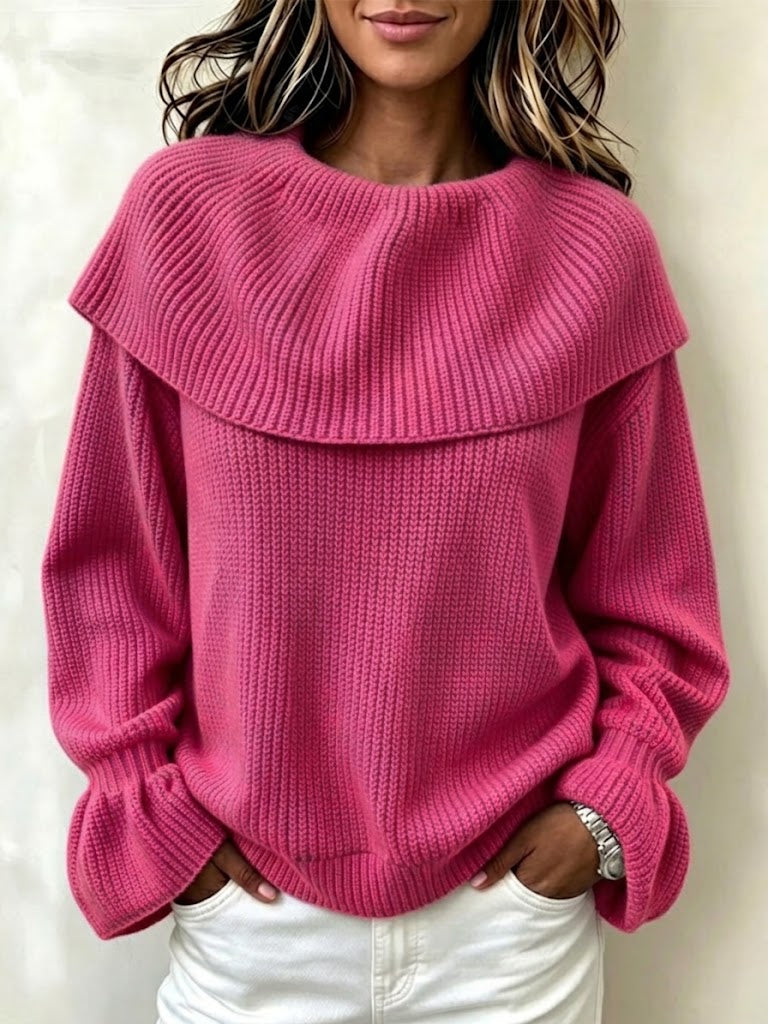 Off-the-shoulder Knit Sweater With Ruffles And Flared Sleeves