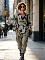 Artistic Floral Pattern Oversized Asymmetrical Jackets