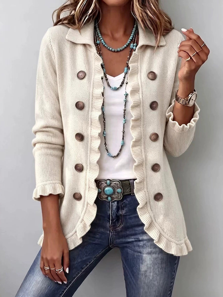 Chic Knit Ruffle-Trim Cardigan