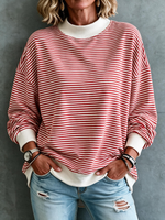 Casual Striped Loose Fit Pullover Top