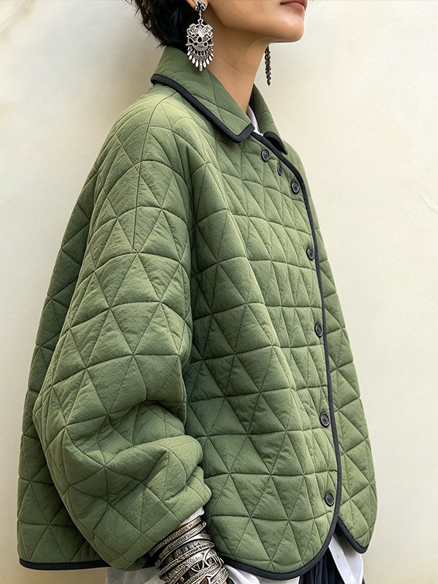 Chaqueta informal de algodón con acolchado geométrico