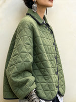 Chaqueta informal de algodón con acolchado geométrico