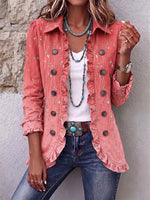 Vintage Botanical Print Ruffled Jacket