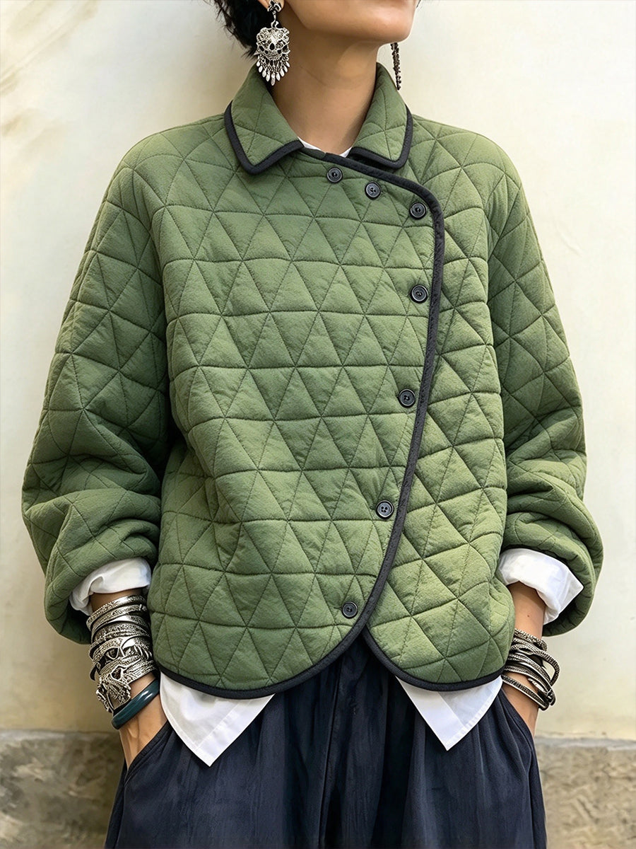 Chaqueta informal de algodón con acolchado geométrico