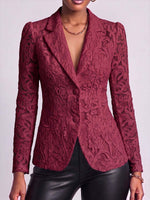 Women's Solid Color Lace-up Long-sleeved Casual Loose Lace Blazer