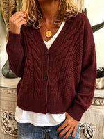 Casual And Cozy Cable-knit V-neck Cardigan