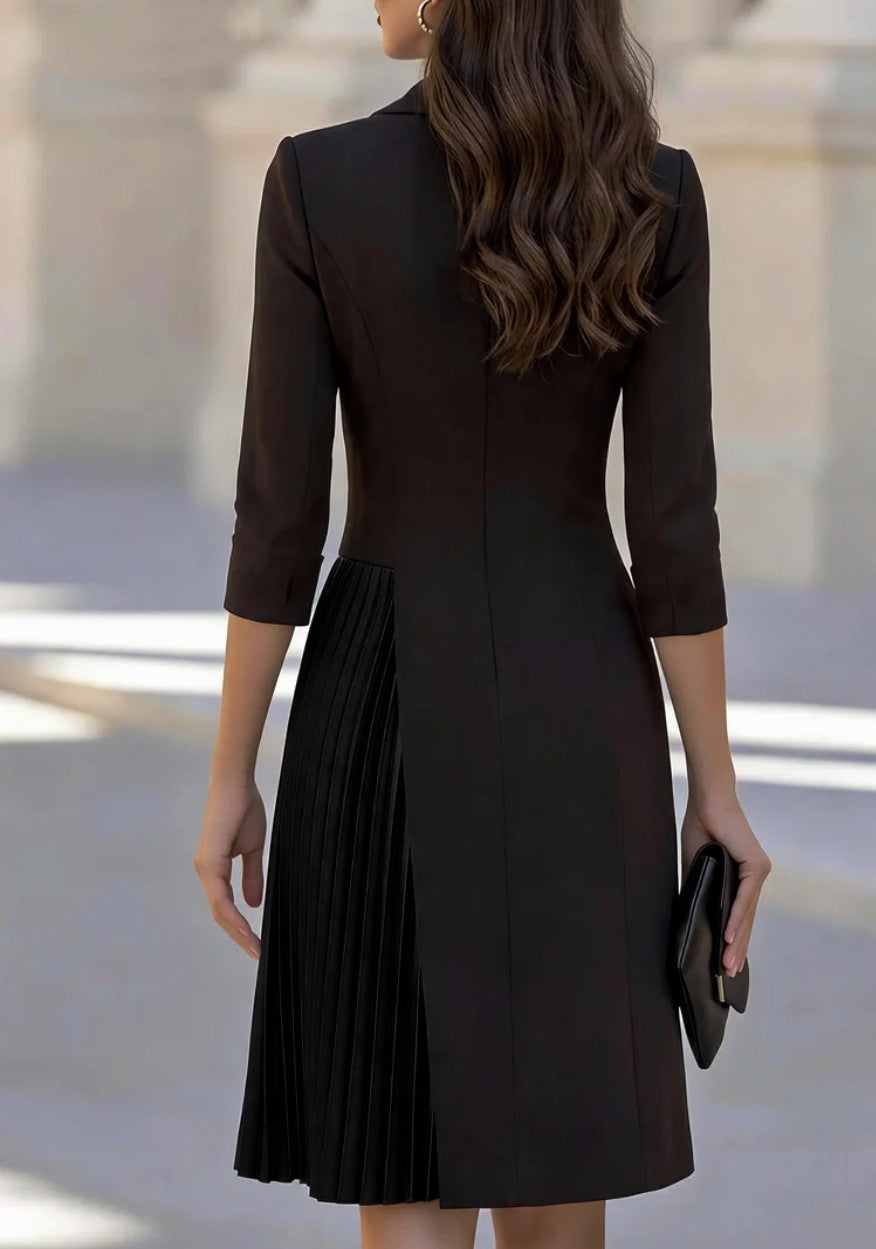 Chic Suit-style Pleated Wrap Dress