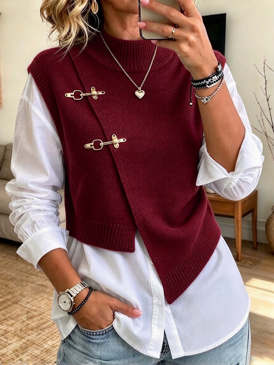 Gilet in maglia chic e camicia bianca in due pezzi