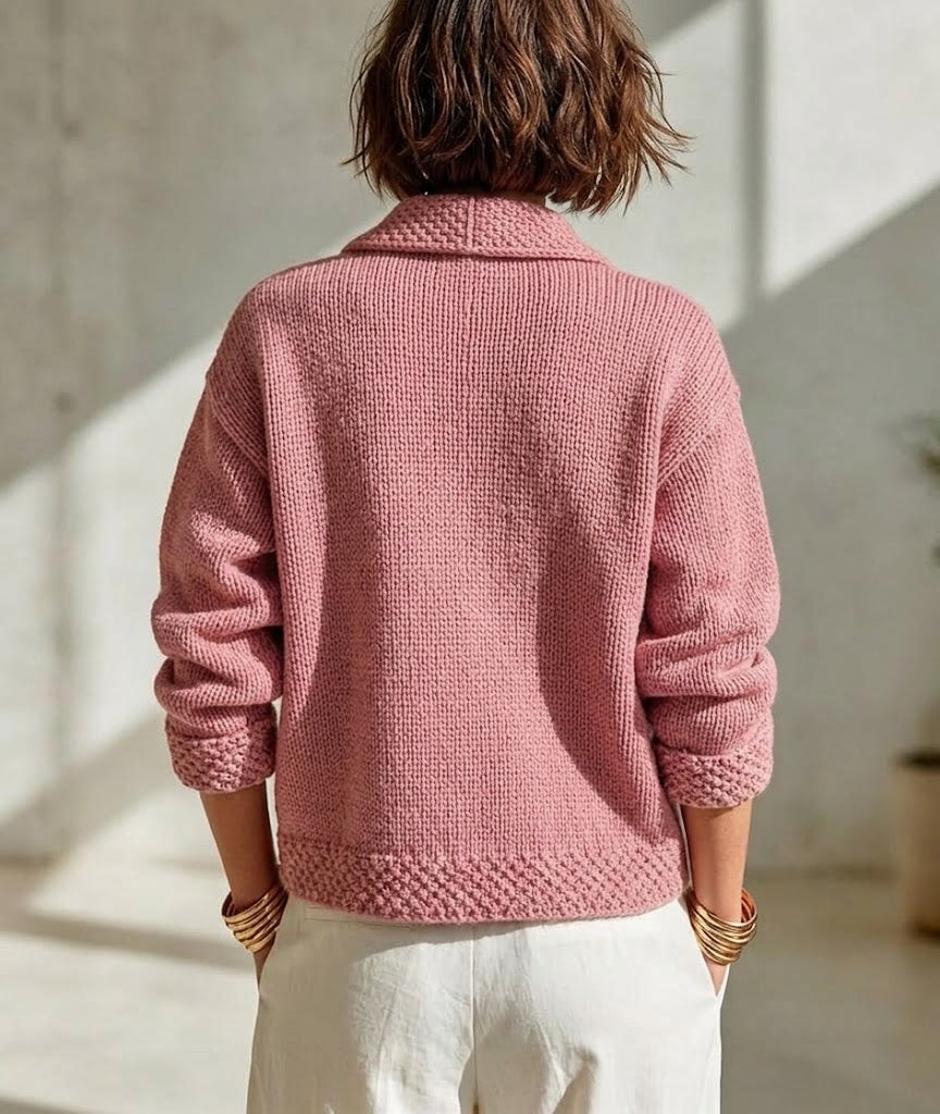 Casual Collared Chunky-knit Cardigan