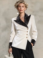 Elegante top leopardato formale in velluto