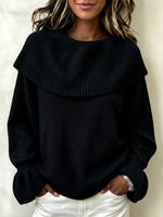 Off-the-shoulder Knit Sweater With Ruffles And Flared Sleeves