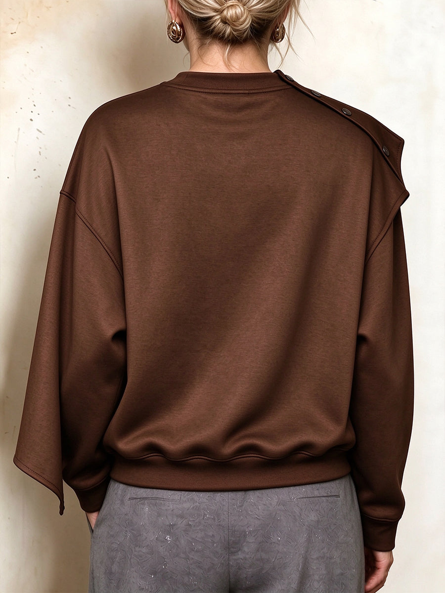 Comodo pullover in felpa a strati asimmetrici