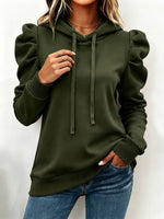 Chic Puff-sleeve Hooded Sweatshirt