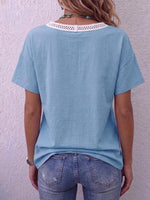 Women's V-neck Tie-waist Short-sleeved Casual Loose Cotton And Linen Top