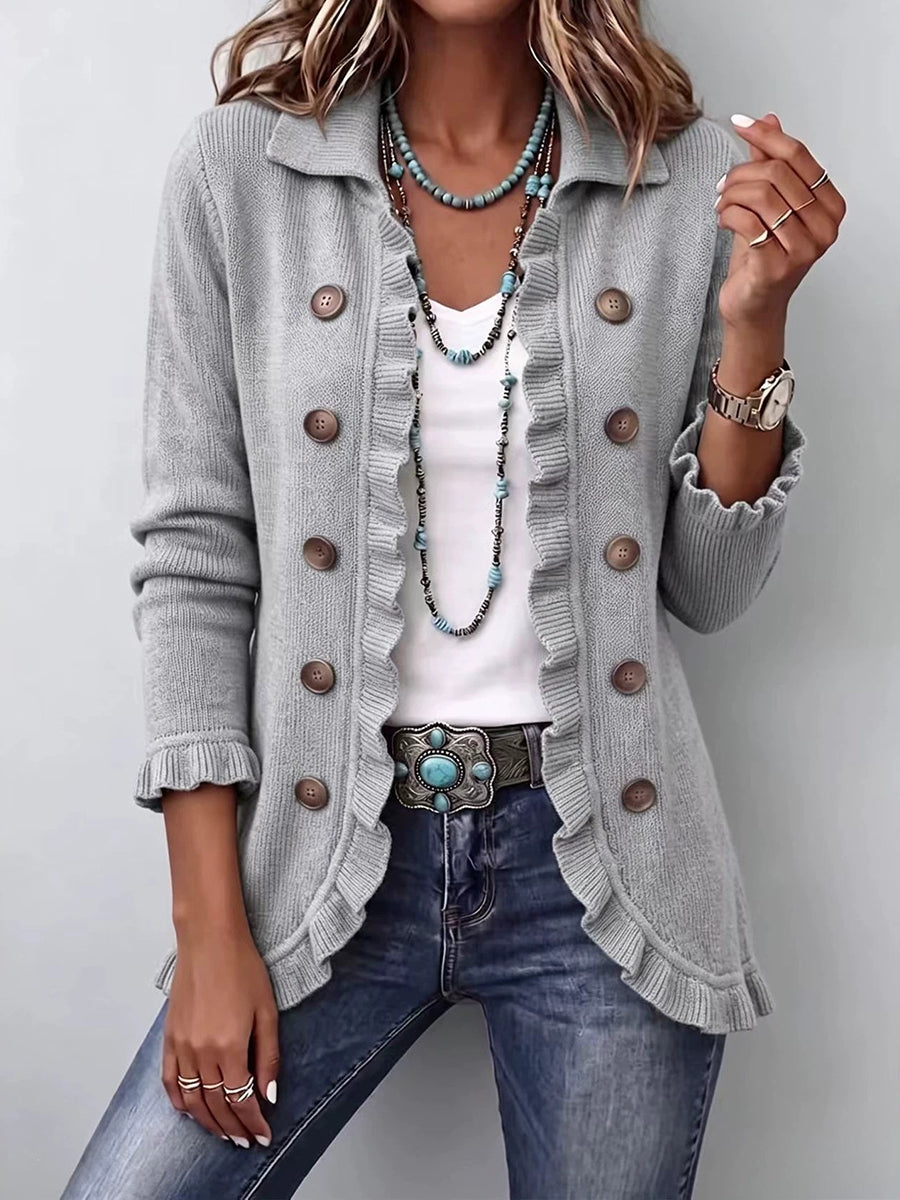 Chic Knit Ruffle-Trim Cardigan