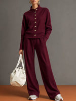 Casual And Comfortable Cotton Sweatshirt Cardigan And Pants Two-piece Set