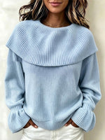 Off-the-shoulder Knit Sweater With Ruffles And Flared Sleeves