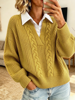 Classic Cable Knit False Two-piece Cable Sweater