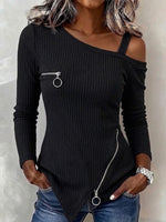 Charming Ribbed Knit One-shoulder Camisole Top