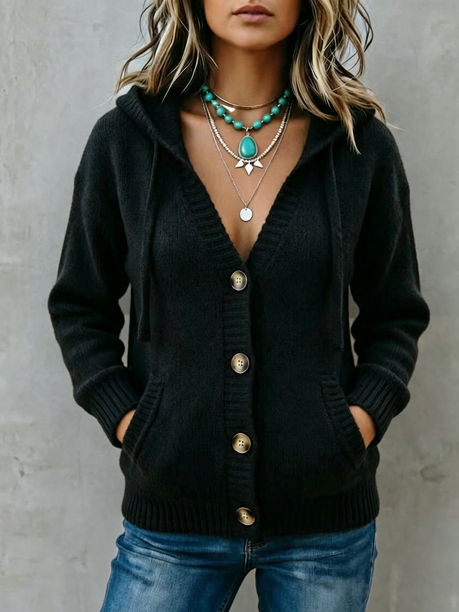 Cozy And Casual Hooded Knit Cardigan