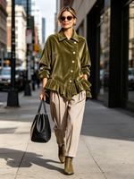 Chic Cozy Asymmetrical Ruffled Hemvelvet Top