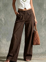 Women's Solid Color High-waisted Casual Loose Cotton Linen Wide-leg Pants