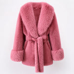 Cozy Belted Faux Fur Mid-Length Coat