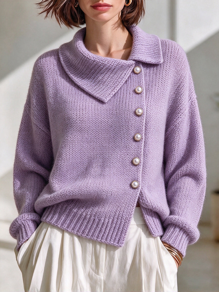 Eleganter Strick-Cardigan mit asymmetrischem Ausschnitt