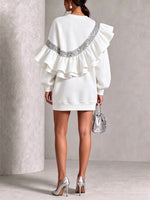Glamorous Sequin Ruffled Oversize Sweatshirt Mini Dress