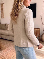 Cárdigan de punto trenzado informal con botones para mujer