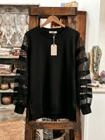 Elegantes schwarzes Sweatshirt mit Mesh-Einsätzen