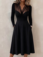 Chic Sheer Pleated Mesh Midi Dress